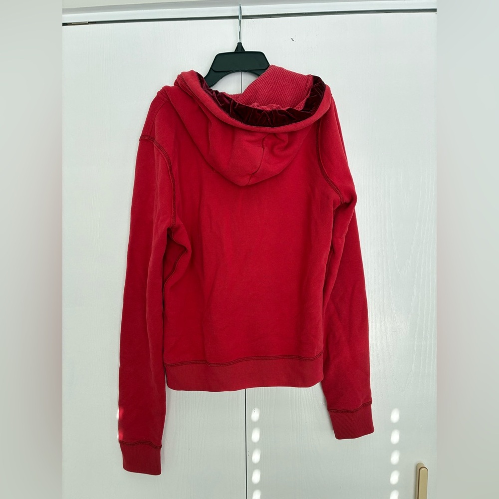 Abercrombie & Fitch Vintage Red Zip-Up Hoodie Red Regular Fit - Picture 2 of 5